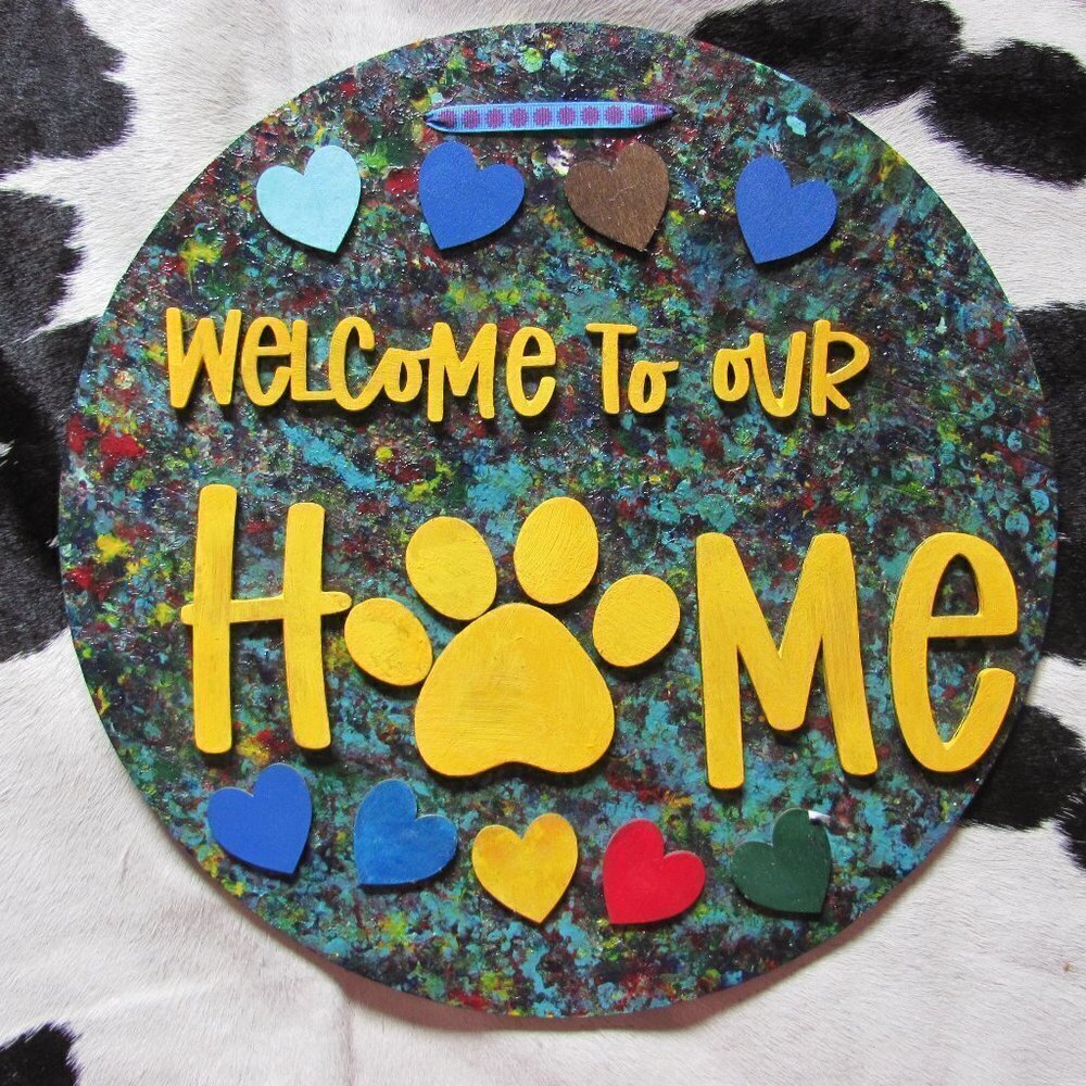 HAND PAINTED WELCOME SIGNS ANIMAL THEMED WITH PAW
